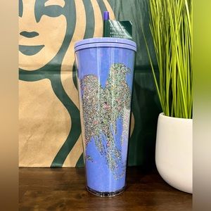 🎃Starbucks Halloween 2022 Lilac Ravens Glow in the Dark Cold Cup Tumbler 24oz